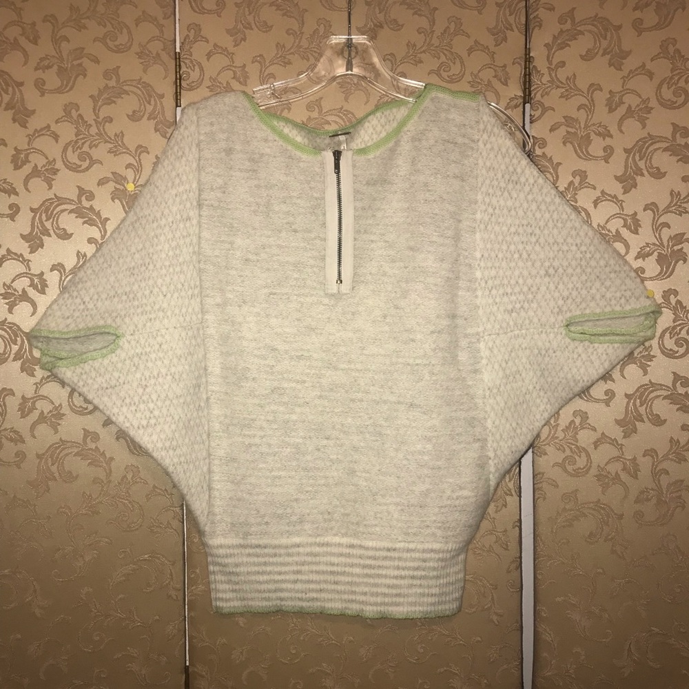Free People Gray Green Dolman Poncho Sweater S